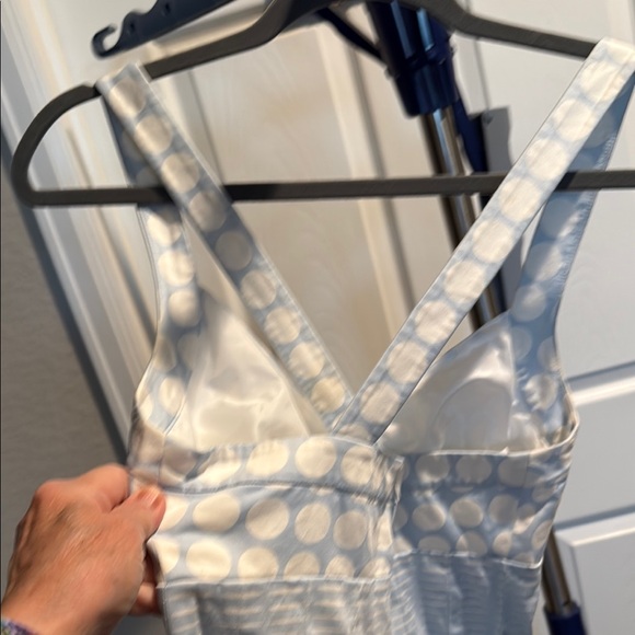 Calvin Klein Blue and White Plunge Neck Midi Sundress. Size 6 - Picture 3 of 7